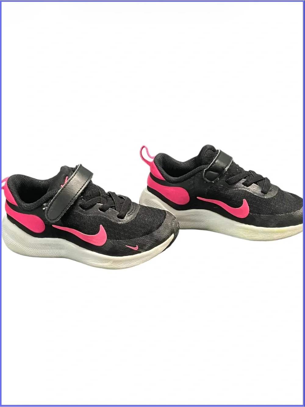 Nike Kids Black Sneakers with Pink Accents